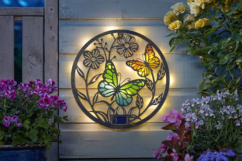 butterfly solar decor disc