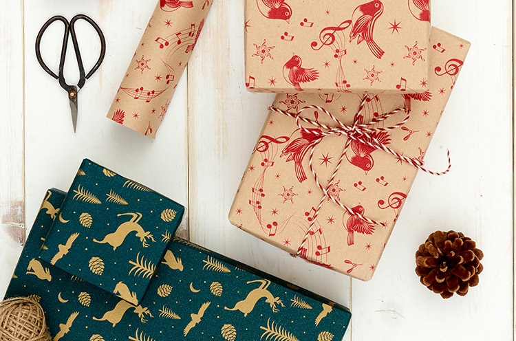 Christmas gift bags and wrapping paper range lifestyle shot