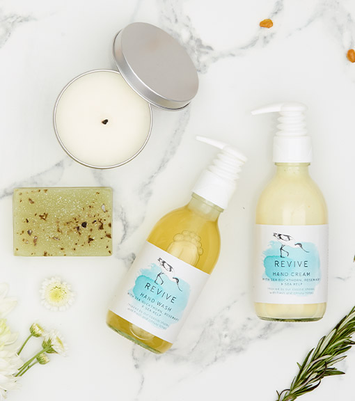 Ethical toiletries in soft hues
