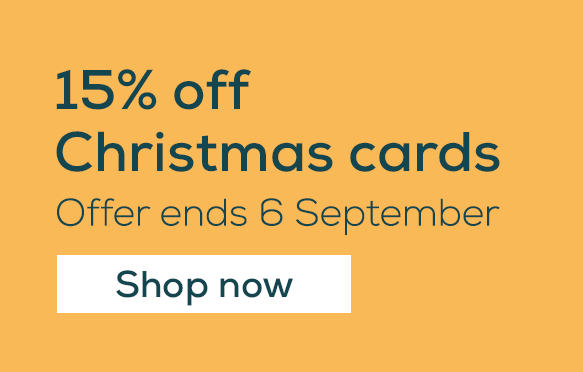15% off Christmas cards. Offer ends 6th September. Shop now!