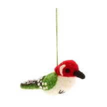 Felt green woodpecker Christmas decoration product photo