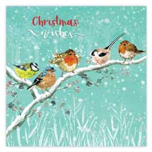 Festive gathering garden birds Christmas cards - pack of 10 product photo