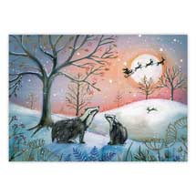 One more sleep badger Christmas cards - pack of 10 product photo