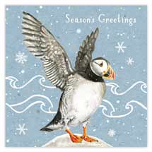 Puffin and waves Christmas cards - pack of 10 product photo