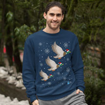 Ethical Christmas jumper, flying ducks product photo