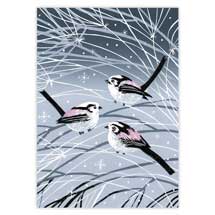 Shimmering perch long-tailed tit Christmas cards - pack of 10 product photo