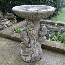 Twin owl cast stone bird bath product photo