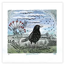 Watchful blackbird Christmas cards - pack of 10 product photo