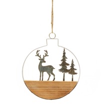 Wooden and metal deer bauble ornament product photo