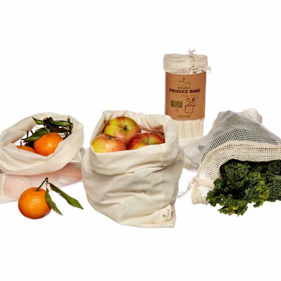 Cotton grocery produce bags for fruit veg bread