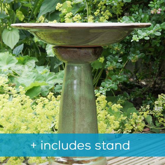 Echoes Ceramic Bird Bath Stand Offer Rspb Echoes Ceramic Bird Bath Stand Product Photo