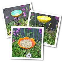 Ceramic flower feeders x3 product photo