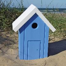 Beach hut nest box white and blue product photo