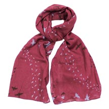 Organic cotton murmuration print scarf in berry product photo