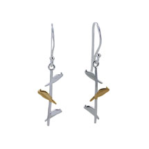 Sterling silver birds on a wire earrings by Reeves & Reeves product photo