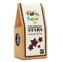 Cocoa Loco dark chocolate and raspberry stars product photo