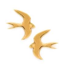 Swallow earrings 18ct gold vermeil by Blackbird Jewellery product photo