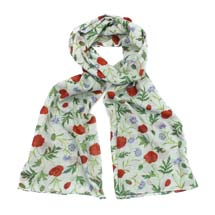 Green poppies RSPB organic cotton scarf product photo