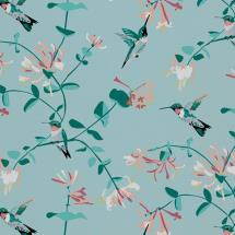 Lorna Syson fabric, mint hummingbird product photo