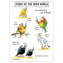 Stars of the bird world birthday card product photo