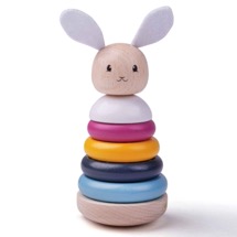 Wooden rabbit stacking ring game product photo