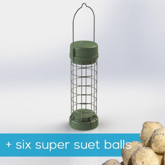 RSPB Classic EasyClean Suet Feeder With Six Super Suet Balls RSPB Shop