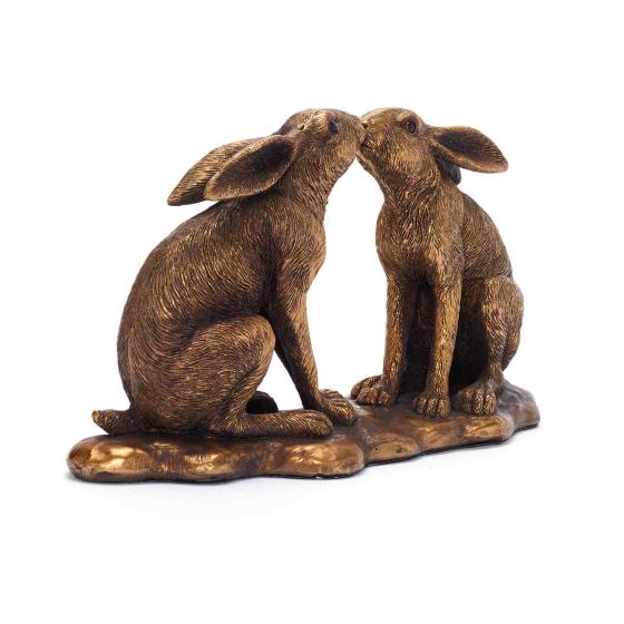 Kissing hares ornament product photo Front View - additional image 1 L