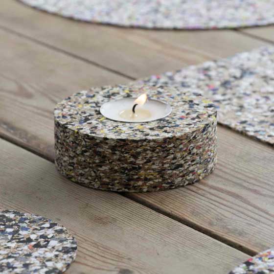 Recycled tea light candle holder by Beach Clean product photo Back View -  - additional image 2 L