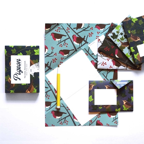 Eco-friendly stationery - 6 pack of robin and wren Pigeon letter papers product photo Side View -  - additional image 3 L