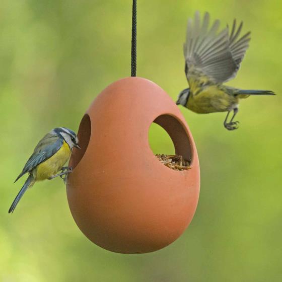 Egg terracotta bird feeder product photo Side View -  - additional image 3 L