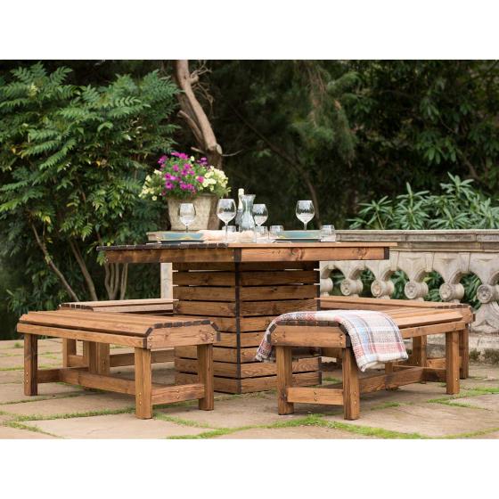 Table and benches patio set - RSPB Garden furniture, Lodge Collection product photo Front View - additional image 1 L