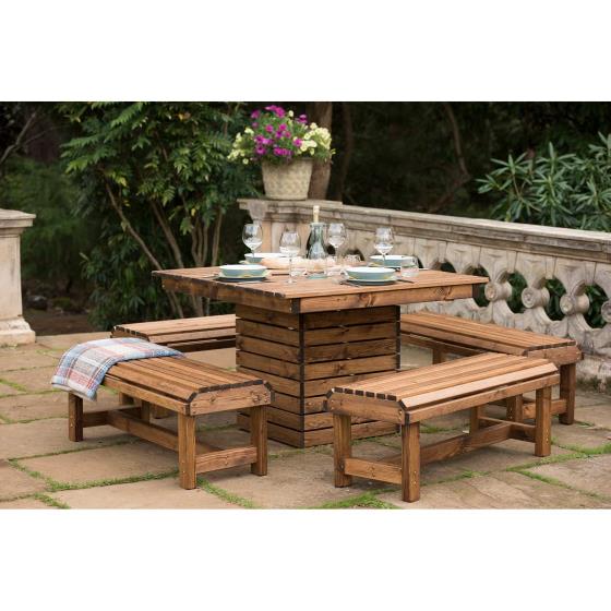 Table and benches patio set - RSPB Garden furniture, Lodge Collection product photo Back View -  - additional image 2 L