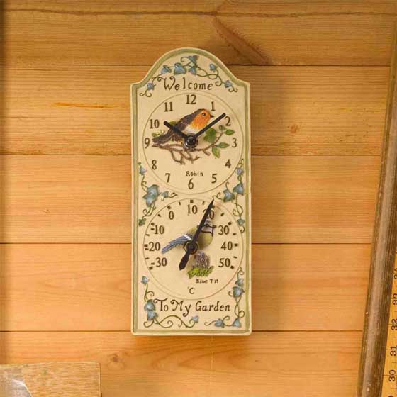 Garden Bird Wall Clock and Thermometer RSPB Shop