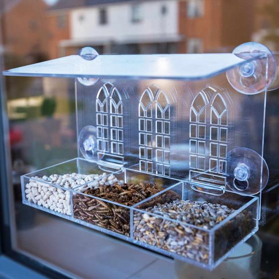 Gothic arch window feeder with 1kg Buggy nibbles product photo Side View -  - additional image 3 L