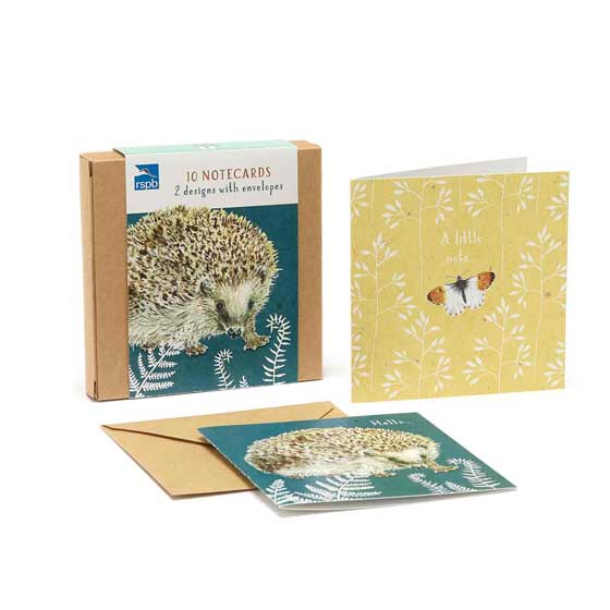 RSPB In the wild hedgehog and butterfly notecards pack product photo Side View -  - additional image 3 L