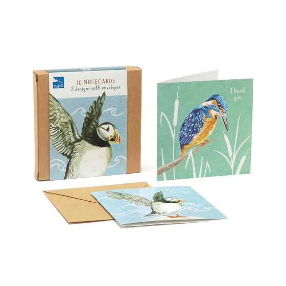 RSPB In the wild puffin and kingfisher notecards pack product photo Side View -  - additional image 3 L