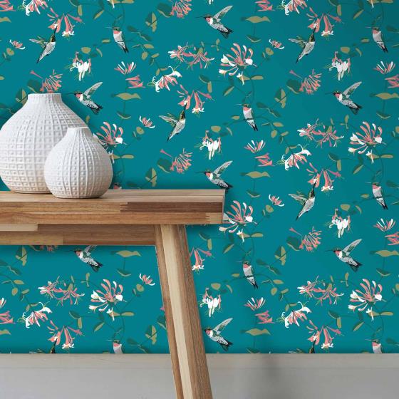 Lorna Syson wallpaper, teal product photo