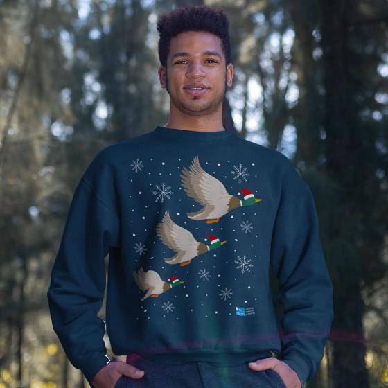 Ethical Christmas jumper, flying ducks product photo Default L