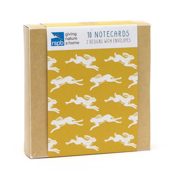 RSPB Nature's print square hare notecards (10 pack) product photo Side View -  - additional image 3 L