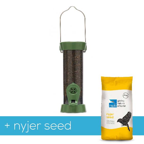 RSPB Ultimate easy-clean® nyjer seed bird feeder, small, with 5.5kg nyjer bird food product photo Default L