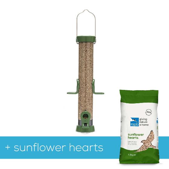 RSPB Ultimate easy-clean® seed bird feeder, medium, with 1.8kg sunflower hearts product photo Default L