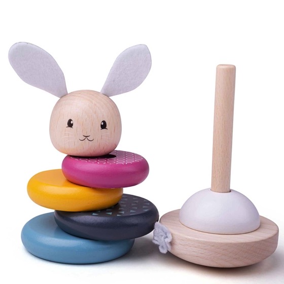 Wooden rabbit stacking ring game product photo Side View -  - additional image 3 L