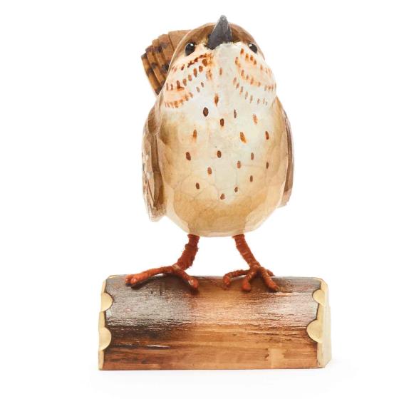 Wooden wren ornament product photo Front View - additional image 1 L