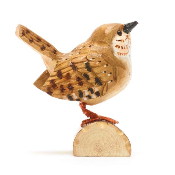 Wooden wren ornament product photo Back View -  - additional image 2 L