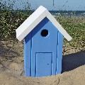 Beach hut nest box white and blue product photo