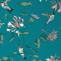 Lorna Syson fabric, teal hummingbird product photo