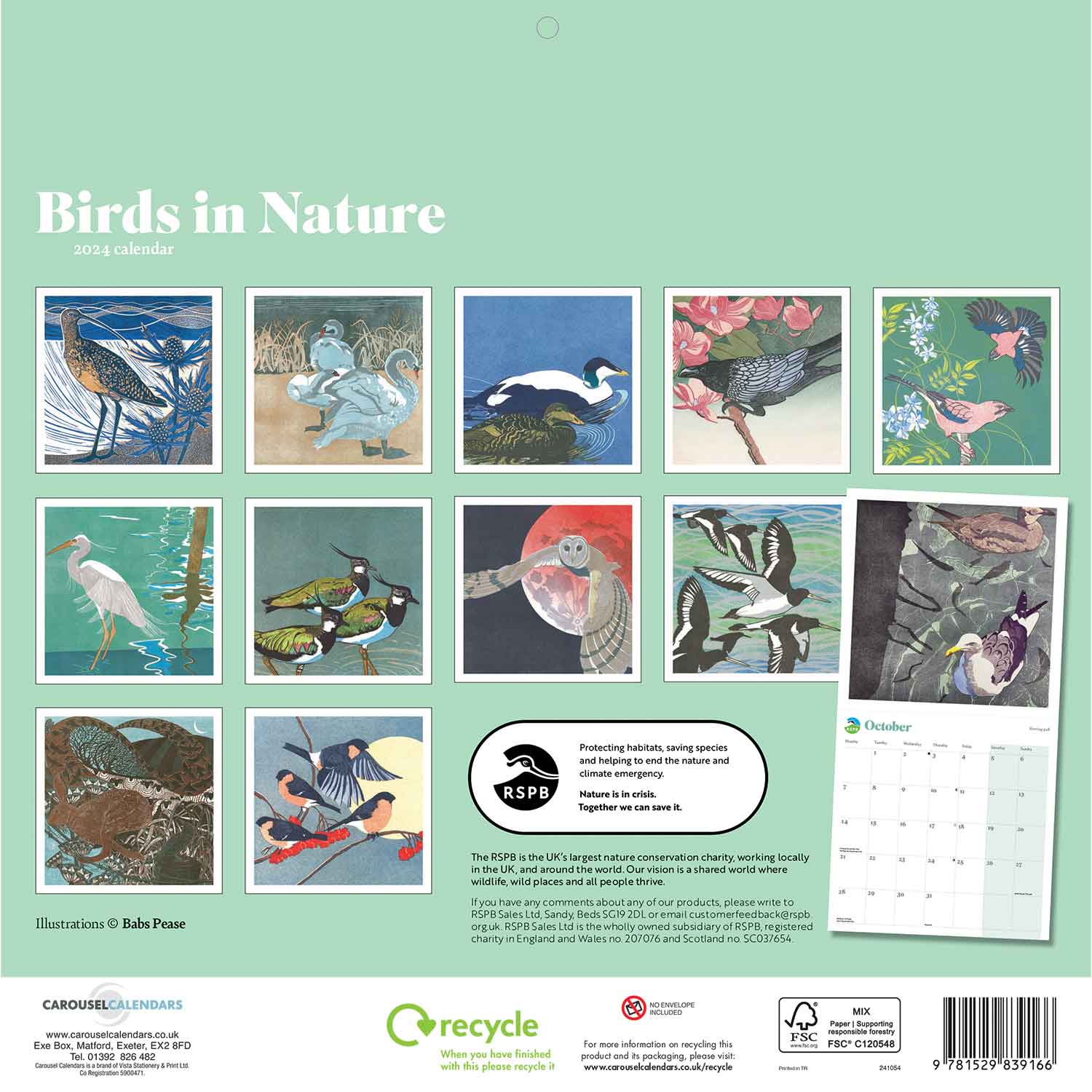 Birds in Nature Linocut Calendar 2024 | RSPB Shop