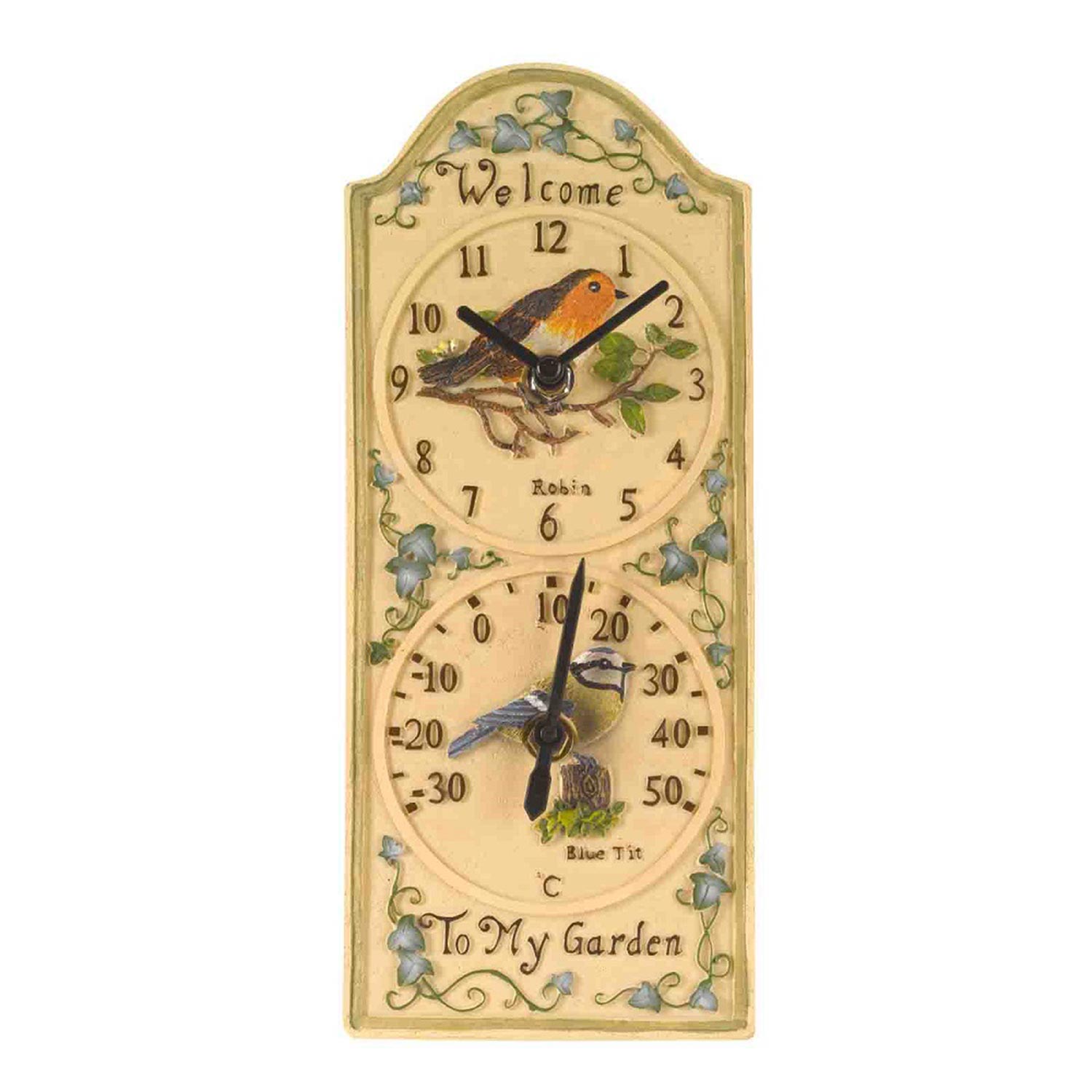 Garden Bird Wall Clock and Thermometer RSPB Shop