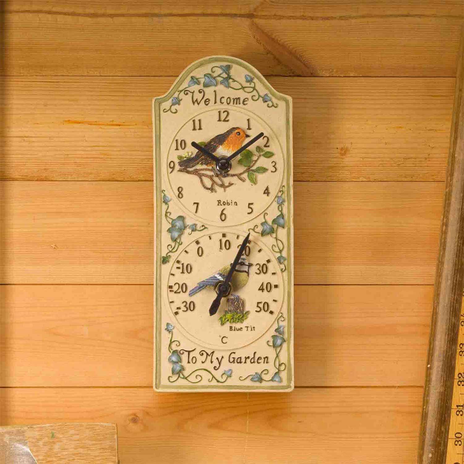 Garden Bird Wall Clock and Thermometer RSPB Shop