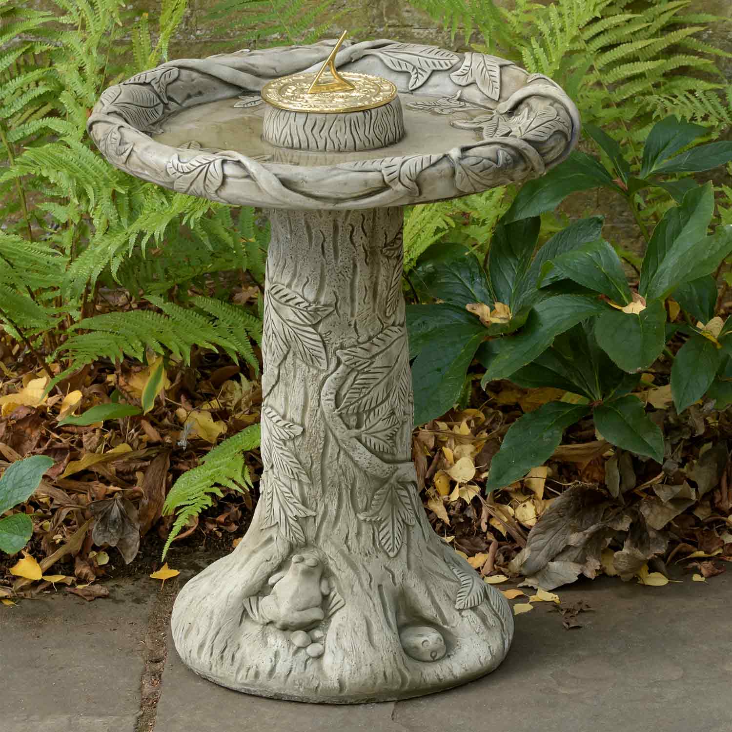 Ivy Sundial Cast Stone Bird Bath RSPB Shop